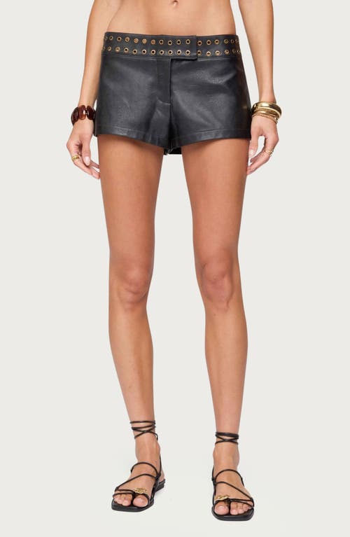 EDIKTED EDIKTED Kaylan Grommet Low Rise Faux Leather Shorts