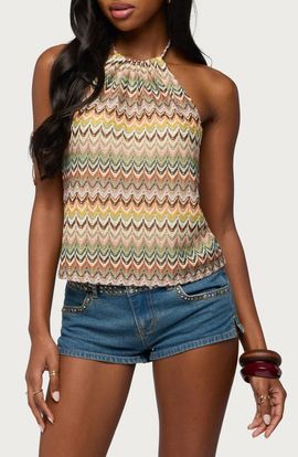 EDIKTED EDIKTED Kelsie Zigzag Open Knit Halter Top