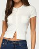 Edikted Edikted Kiyomi Knit Button Up Top in Cream, Women's at Urban Outfitters - 1