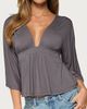 Edikted Edikted Kleoh V Neck Babydoll Top in Dark/Gray, Women's at Urban Outfitters - 1