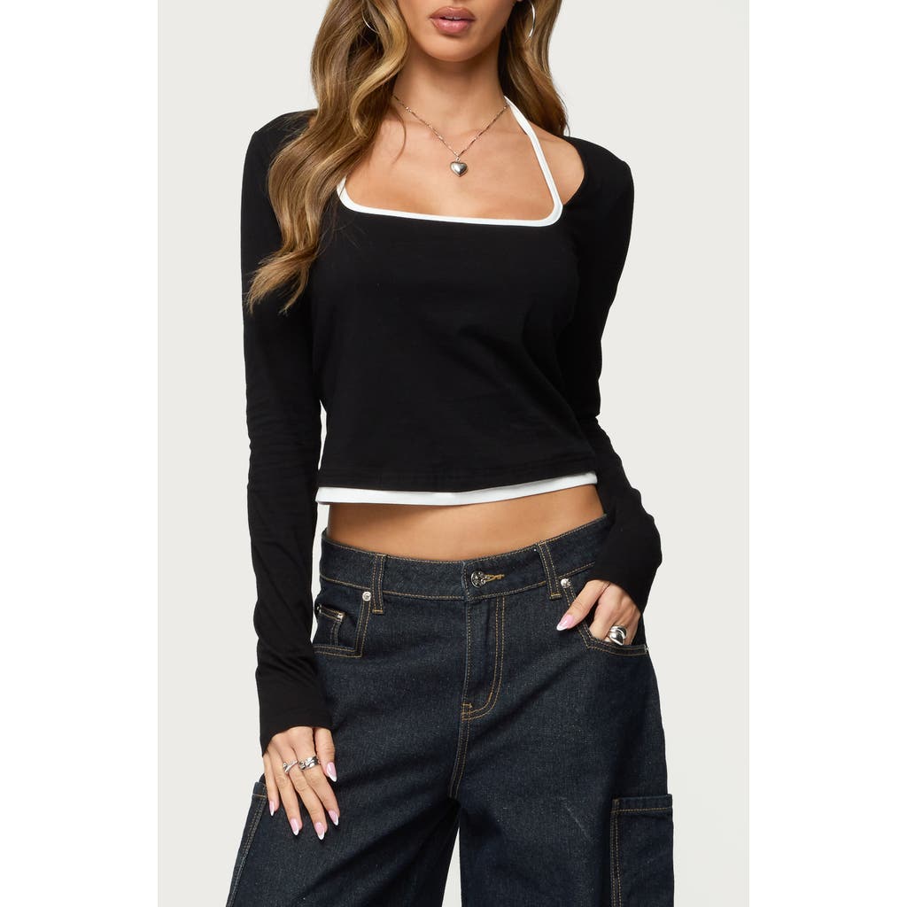 EDIKTED EDIKTED Ksenia Contrast Detail Layered Cotton Blend Top