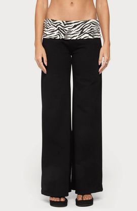 EDIKTED EDIKTED Kylee Zebra Foldover Wide Leg Pants
