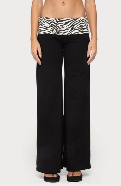 EDIKTED EDIKTED Kylee Zebra Foldover Wide Leg Pants