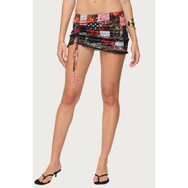 EDIKTED EDIKTED Kylo Cinched Print Mesh Miniskirt