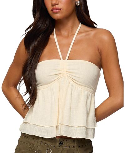 how to dress like grunge Shredded Backless Halter Mini Dress  edikted