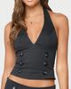 Edikted Edikted Leala Button Halter Top in Dark/Gray, Women's at Urban Outfitters - 1