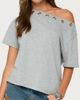 Edikted Edikted Leslee Grommet Off Shoulder T Shirt Top in Gray/Melange, Women's at Urban Outfitters - 1