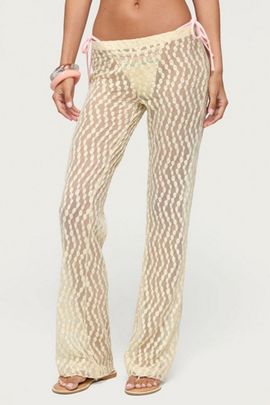 Edikted Edikted Liliette Sheer Textured Pants in Yellow, Women's at Urban Outfitters