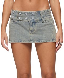 Edikted Edikted Lolah Snap Waist Denim Mini Skort