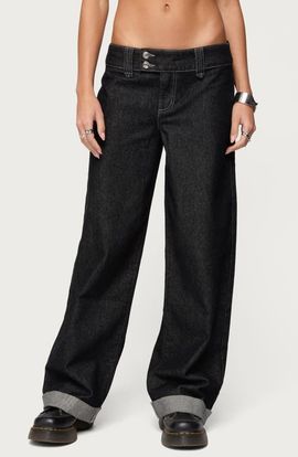 EDIKTED EDIKTED Low Rise Cuffed Straight Leg Jeans