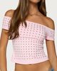 Edikted Edikted Mack Studded Off Shoulder Top in Pink, Women's at Urban Outfitters - 1