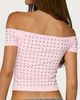 Edikted Edikted Mack Studded Off Shoulder Top in Pink, Women's at Urban Outfitters - 5