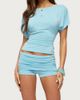 Edikted Edikted Maevie Ruched Waist Top in Turquoise, Women's at Urban Outfitters - 4