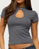 Edikted Edikted Magnus High Neck Keyhole Top in Gray, Women's at Urban Outfitters - 1
