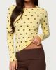 Edikted Edikted Maricelle Polka Dot Long Sleeve T Shirt in Yellow, Women's at Urban Outfitters - 1