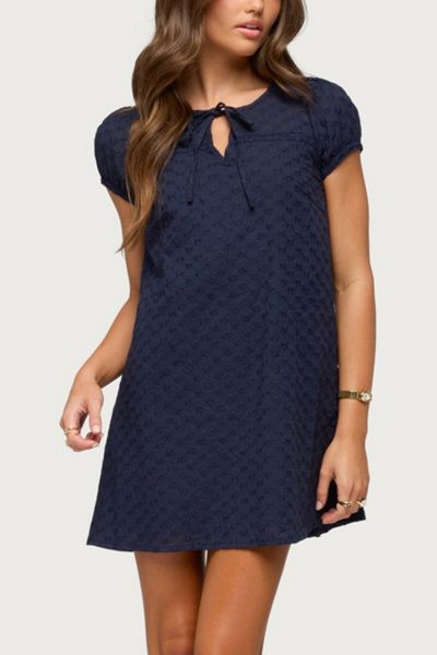 Edikted Edikted Mariella Lacey Eyelet Mini Dress in Navy, Women's at Urban Outfitters