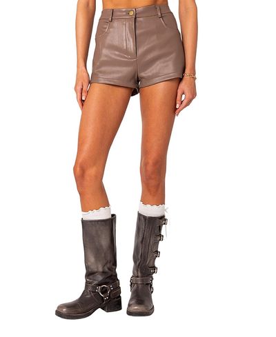 Edikted Edikted Martine High Rise Faux Leather Shorts