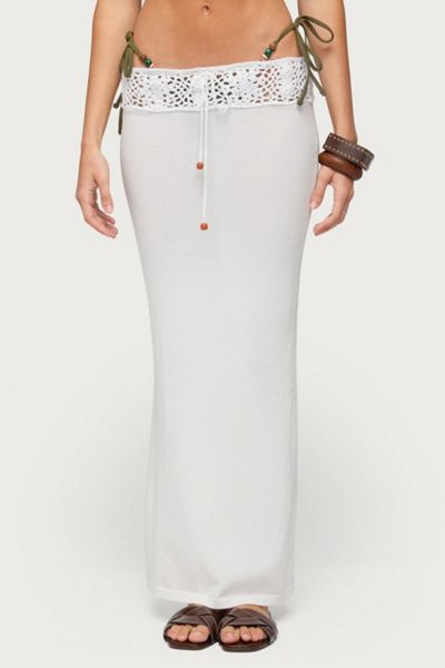 Edikted Edikted Maven Crochet Waist Knit Maxi Skirt in White, Women's at Urban Outfitters