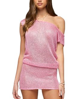 Edikted Edikted Mei Off Shoulder Sequin Knit Dress