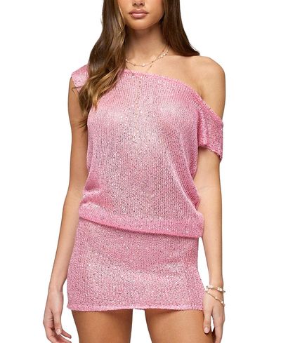 Edikted Edikted Mei Off Shoulder Sequin Knit Dress