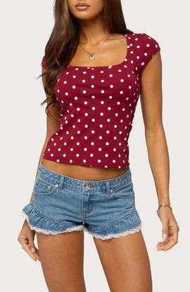 EDIKTED EDIKTED Mookie Polka Dot Crop Top