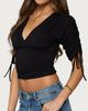 Edikted Edikted Muriel Drawstring V Neck Top in Black, Women's at Urban Outfitters - 3