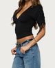 Edikted Edikted Muriel Drawstring V Neck Top in Black, Women's at Urban Outfitters - 4