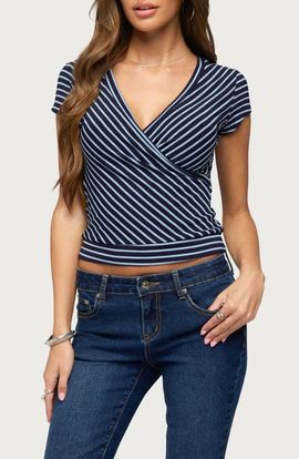 EDIKTED EDIKTED Naame Striped Wrap Top