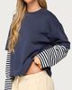Edikted Edikted Nacie Layered Stripey Long Sleeve T Shirt in Navy, Women's at Urban Outfitters - 3