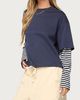 Edikted Edikted Nacie Layered Stripey Long Sleeve T Shirt in Navy, Women's at Urban Outfitters - 4