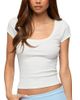 Edikted Edikted Nadiah Ribbed Scoop Neck T Shirt - 1