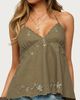 Edikted Edikted Nadine Embroidered Linen Look Top in Olive, Women's at Urban Outfitters - 1