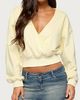 Edikted Edikted Narli Wrap Cropped Sweatshirt in Light/Yellow, Women's at Urban Outfitters - 1