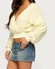 Edikted Edikted Narli Wrap Cropped Sweatshirt in Light/Yellow, Women's at Urban Outfitters - 4