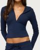 Edikted Edikted Natashah Hooded Long Sleeve Top in Navy, Women's at Urban Outfitters - 2