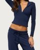 Edikted Edikted Natashah Hooded Long Sleeve Top in Navy, Women's at Urban Outfitters - 3