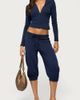 Edikted Edikted Natashah Hooded Long Sleeve Top in Navy, Women's at Urban Outfitters - 4