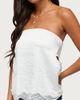 Edikted Edikted Netta Lacey Strapless Satin Effect Top in White, Women's at Urban Outfitters - 3