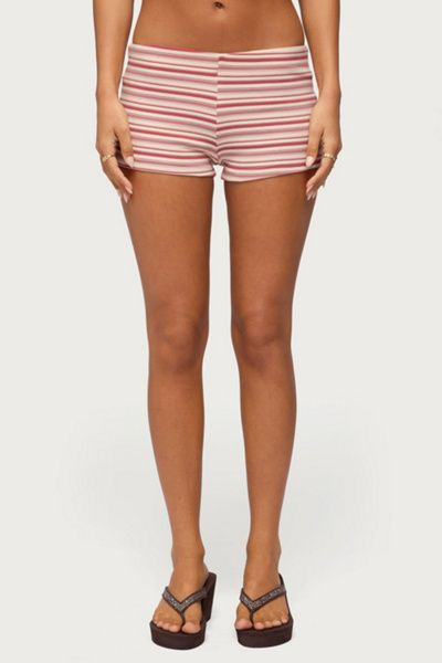 Edikted Edikted Noelia Striped Micro Shorts in Pink, Women's at Urban Outfitters