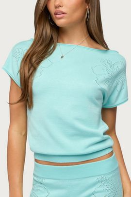 Edikted Edikted Noey Knit Top in Aqua, Women's at Urban Outfitters