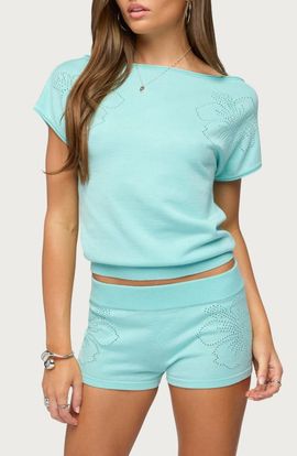 EDIKTED EDIKTED Noey Pointelle Knit Top