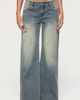 Edikted Edikted Noor Distressed Low Rise Baggy Jeans in Blue/Vintage/Washed, Women's at Urban Outfitters - 1