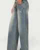 Edikted Edikted Noor Distressed Low Rise Baggy Jeans in Blue/Vintage/Washed, Women's at Urban Outfitters - 3