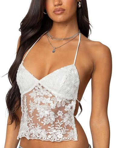 Edikted Edikted Nyx Backless Sheer Lace Top