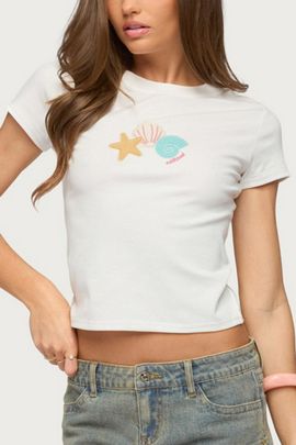 Edikted Edikted Ocean Club T Shirt Top in White, Women's at Urban Outfitters