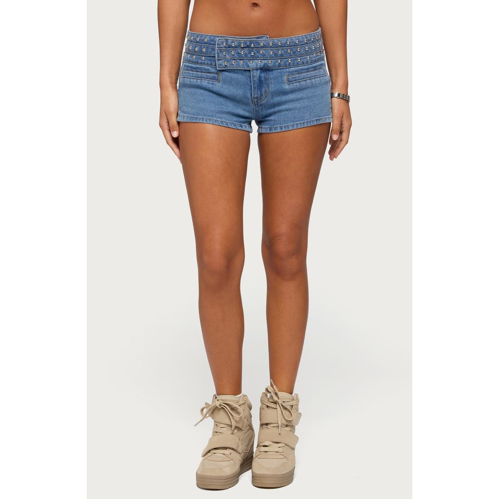 EDIKTED EDIKTED Odetta Studded Low Rise Denim Shorts
