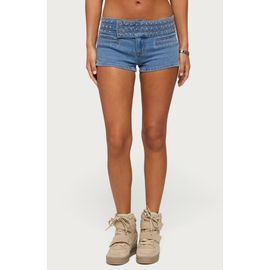 EDIKTED EDIKTED Odetta Studded Low Rise Denim Shorts