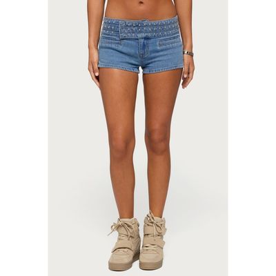 EDIKTED EDIKTED Odetta Studded Low Rise Denim Shorts