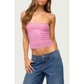 EDIKTED EDIKTED Olea Rhinestone Mesh Tube Top
