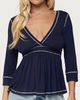 Edikted Edikted Parah Contrast Babydoll Top in Navy, Women's at Urban Outfitters - 1